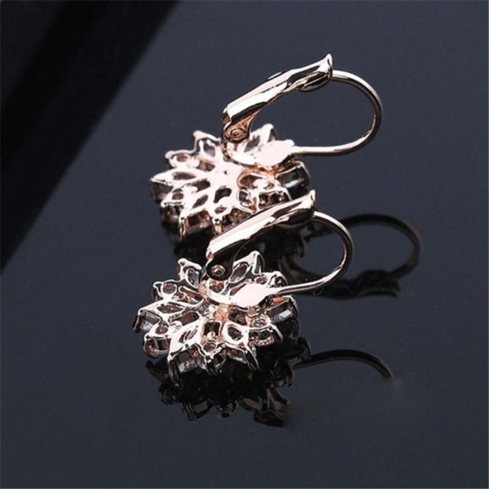 NEW Rose Gold Marquis Diamond Flower Earrings - Picture 6 of 7